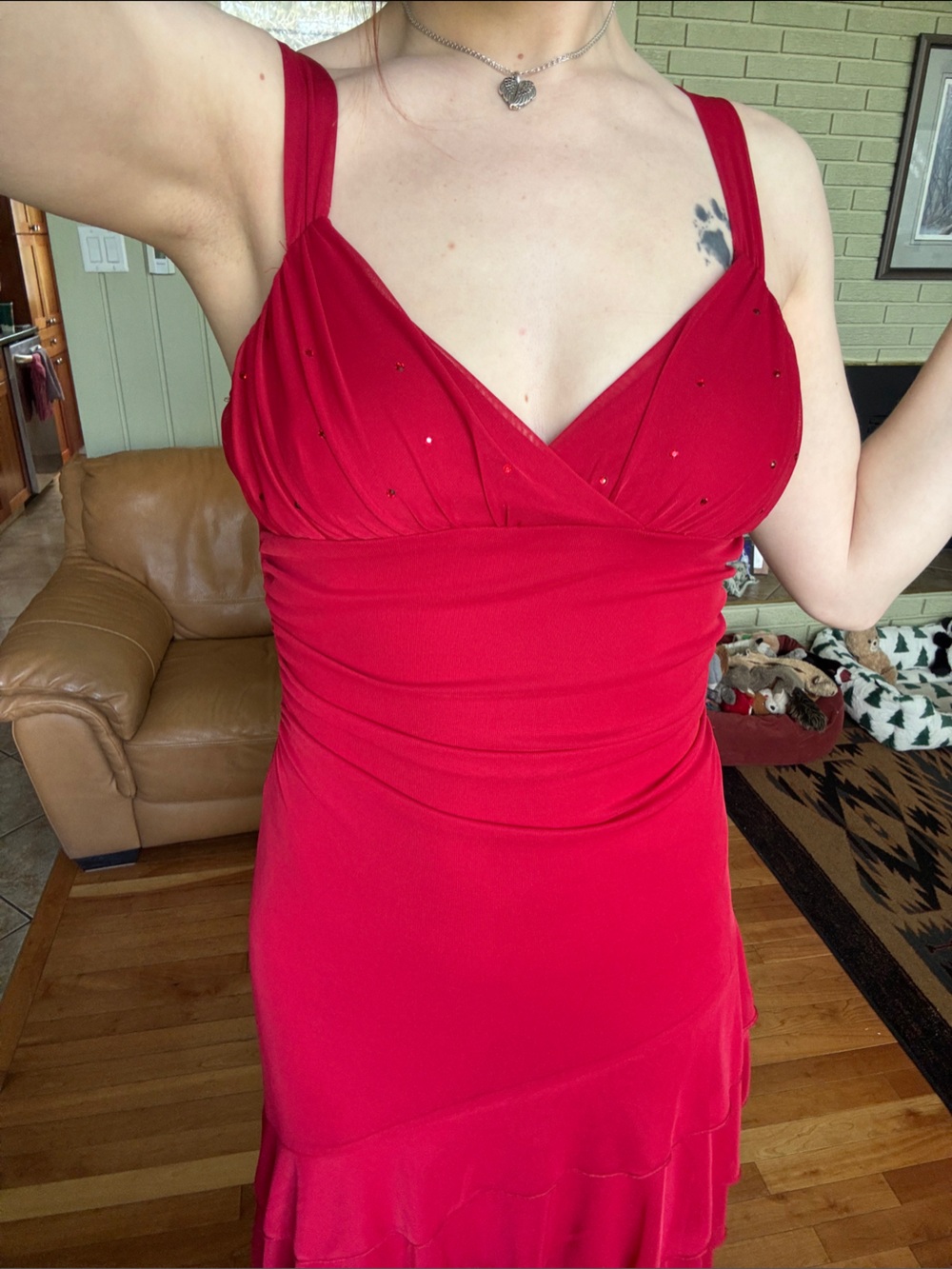 Taboo Red Ruched High-Low Formal Dress - Picture 3 of 4